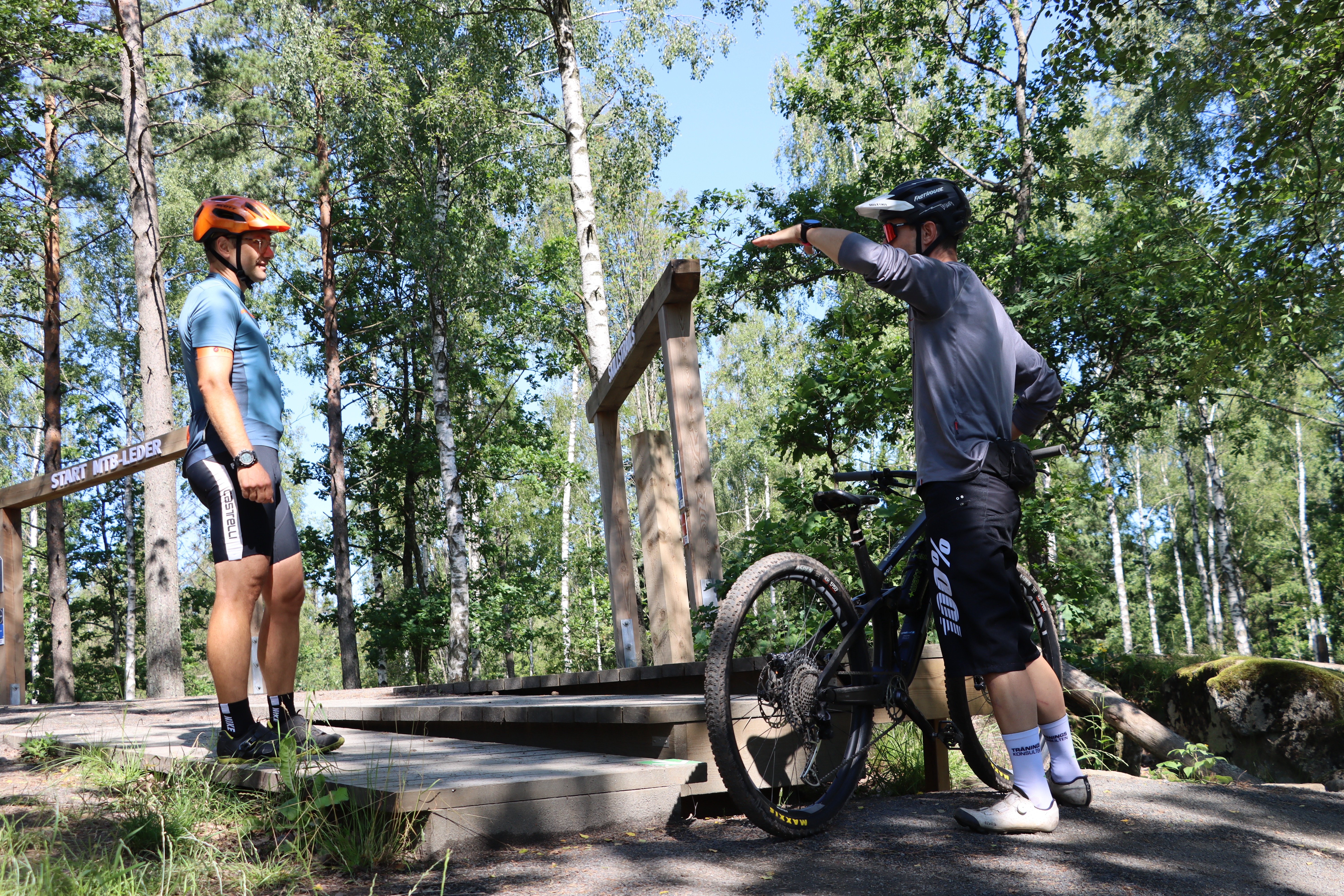 Coaching vid trähinder i skogen